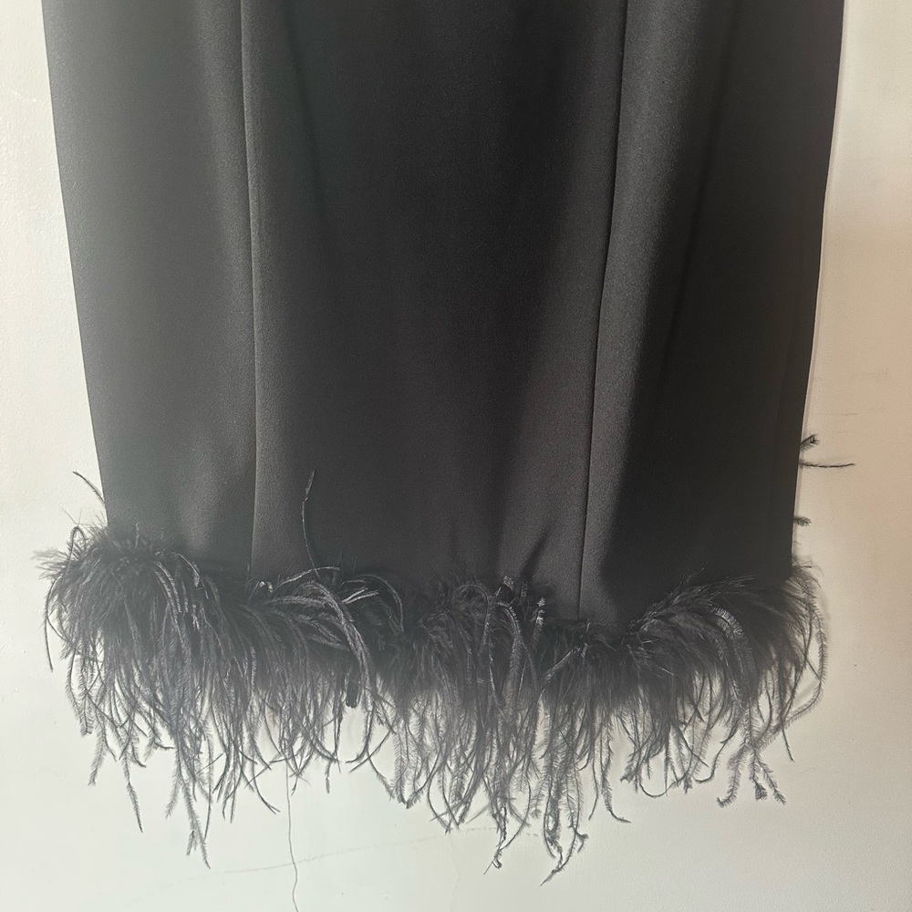Bebe Sleeveless Feathered-Tail Cocktail Dress Size 10 - Picture 6 of 12